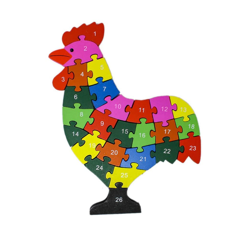 Puzzle din lemn - cocos cu litere si cifre - Delumani - Magazin Online Romanesc 