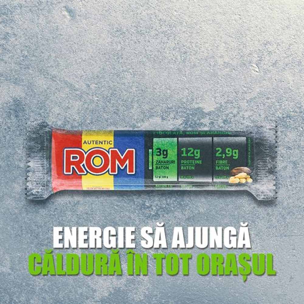 Rom baton cu proteine ciocolata, rom si arahide